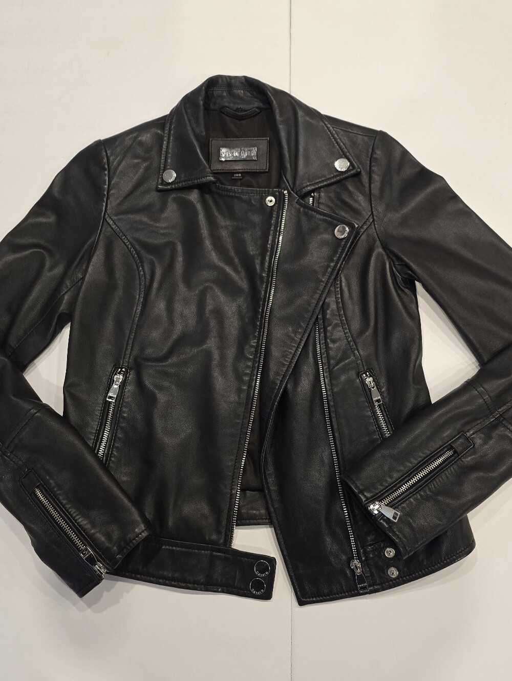 Danier Black Leather Moto Jacket Womens 3XS